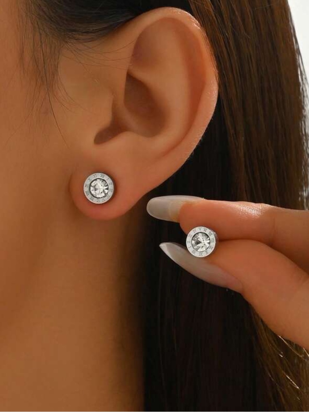 Target Silver-Tone Crystal Stud Earrings